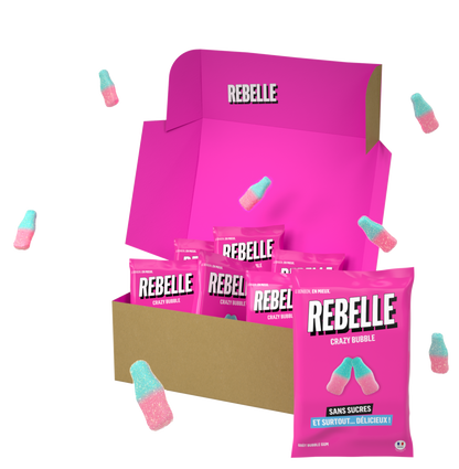 Bouteilles rose et bleu sans sucres