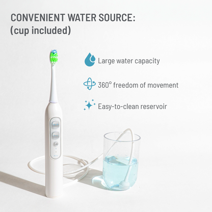 Brosse à dents 3-en-1 : brossage, jet interdentaire, détartrage