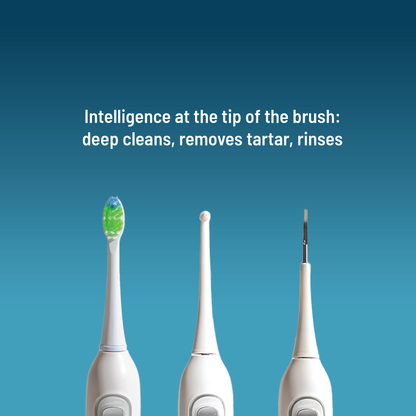 Brosse à dents 3-en-1 : brossage, jet interdentaire, détartrage